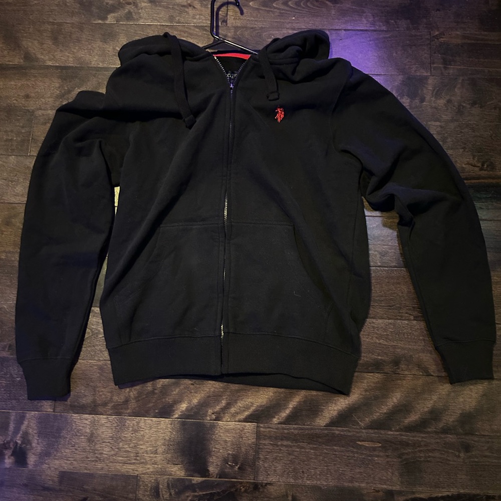 U.S. Polo Assn. Black Hoodie with Red Accents